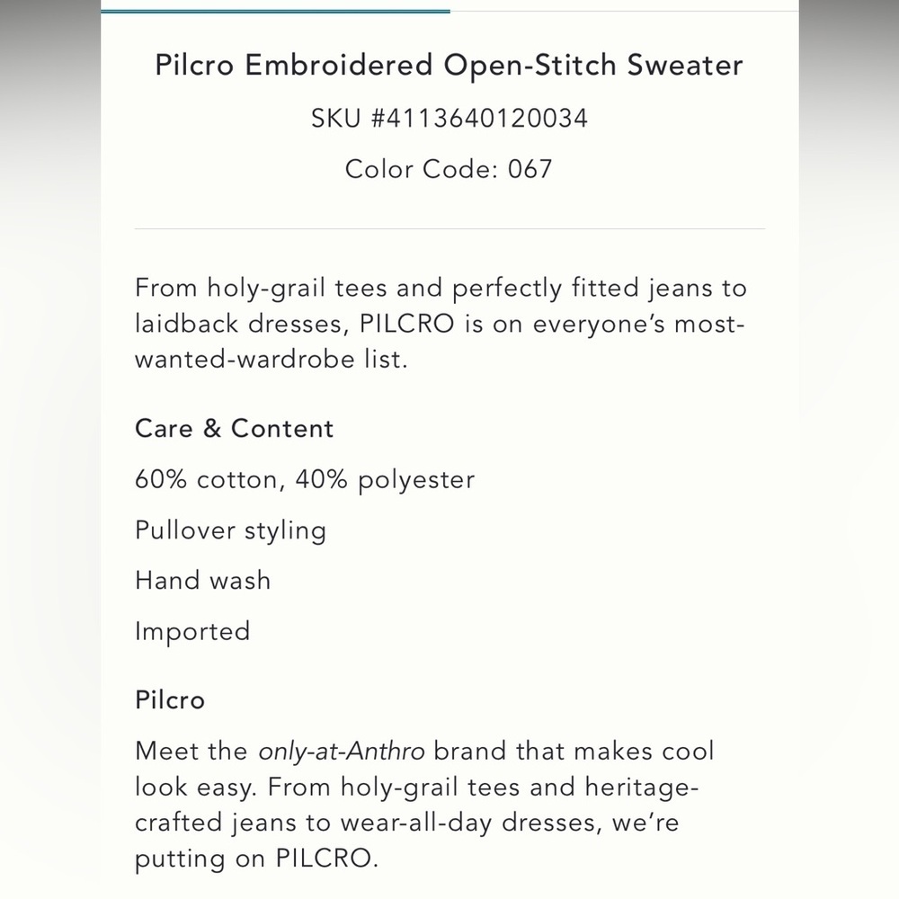 Anthropologie Pilcro Open-Stitch Sweater Size XS NWT - Picture 4 of 14